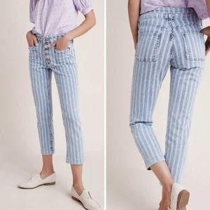 Anthropologie Pilcro letterpress striped button fly high-rise slim jeans size 25